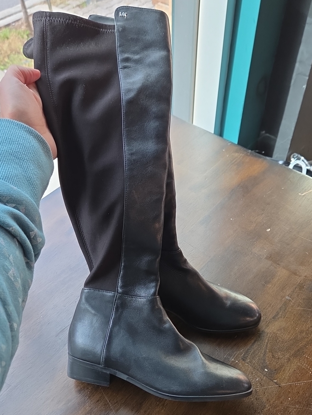 Michael Kors Size 6 Women's Black Over-the-Knee Leather & Stretch Boots